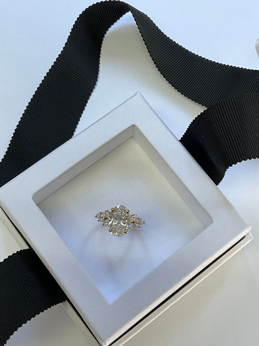 14K Rose Gold 3.06ct Lab Grown Oval Shape Diamond and Natural Marquise Diamonds