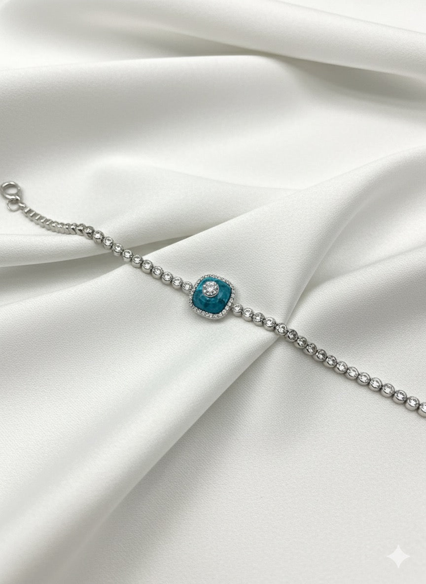 14KW Gold Evil Eye White Sapphire Bracelet