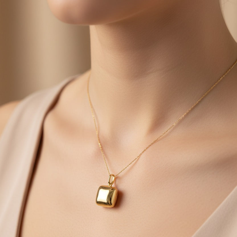 14K Gold Rectangle Locket for Photo