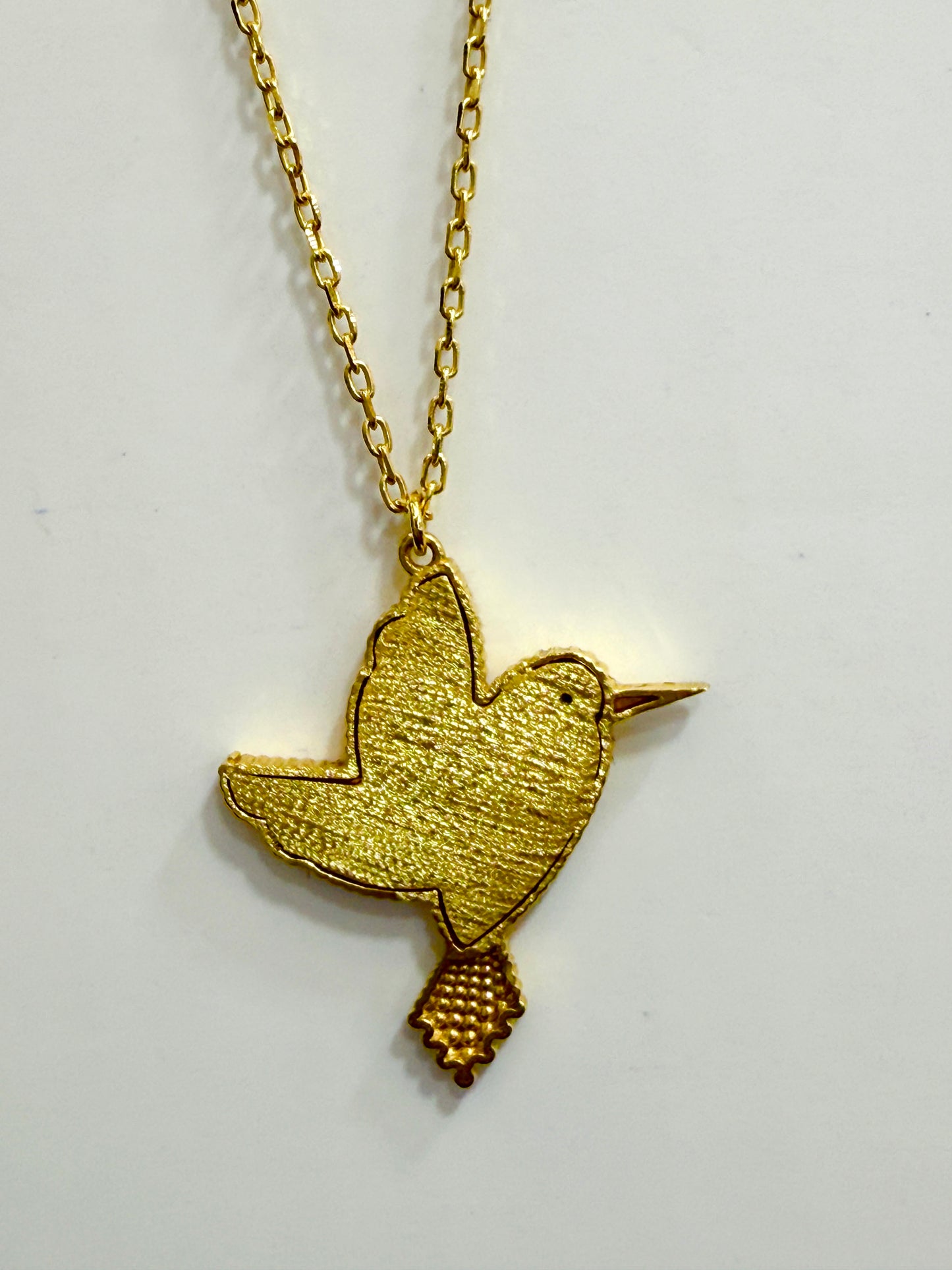18K Gold Lucky Animals Hummingbird Enamel