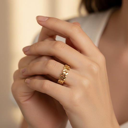 14K Gold Curb Cuban Ring