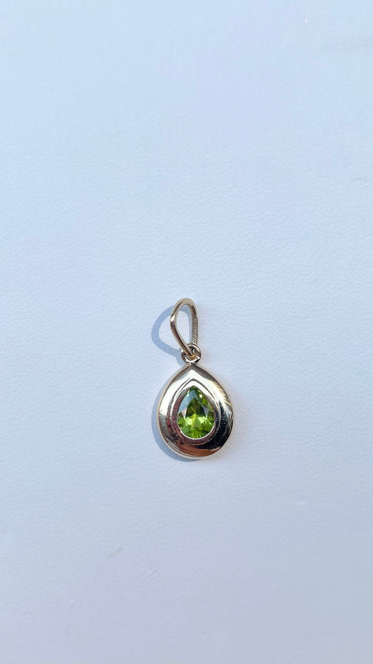 14K Drop Charm Pendant with Natural Gem Stones