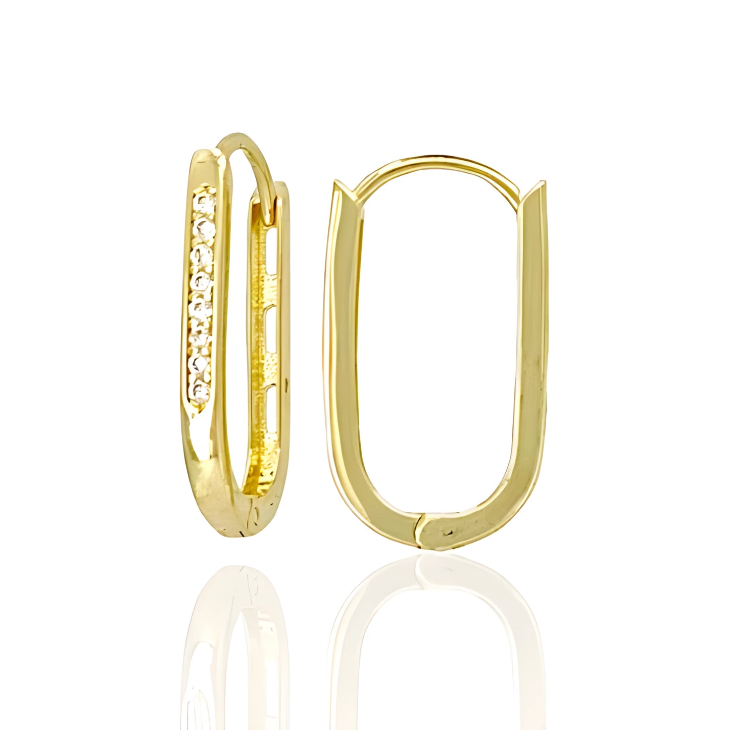 14K Gold Hoop Earrings with White Topaz