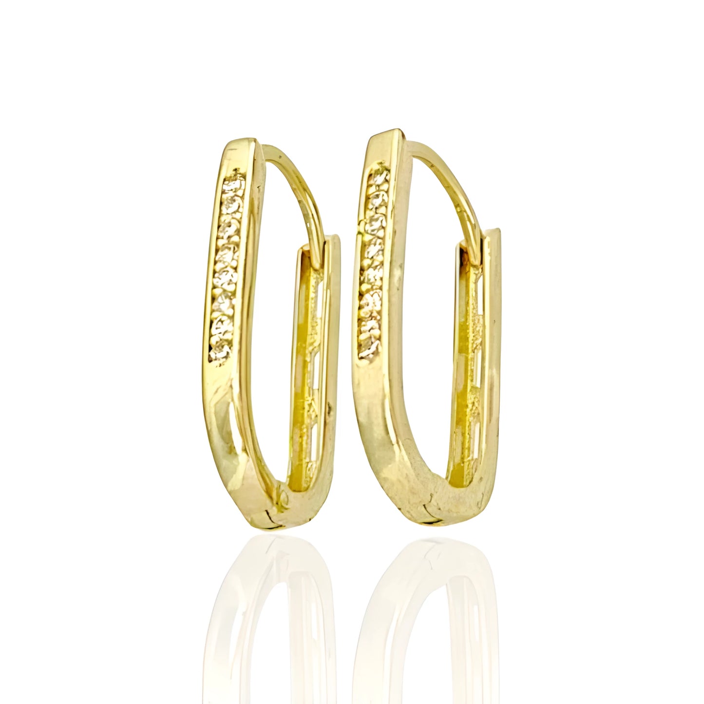 14K Gold Hoop Earrings with White Topaz