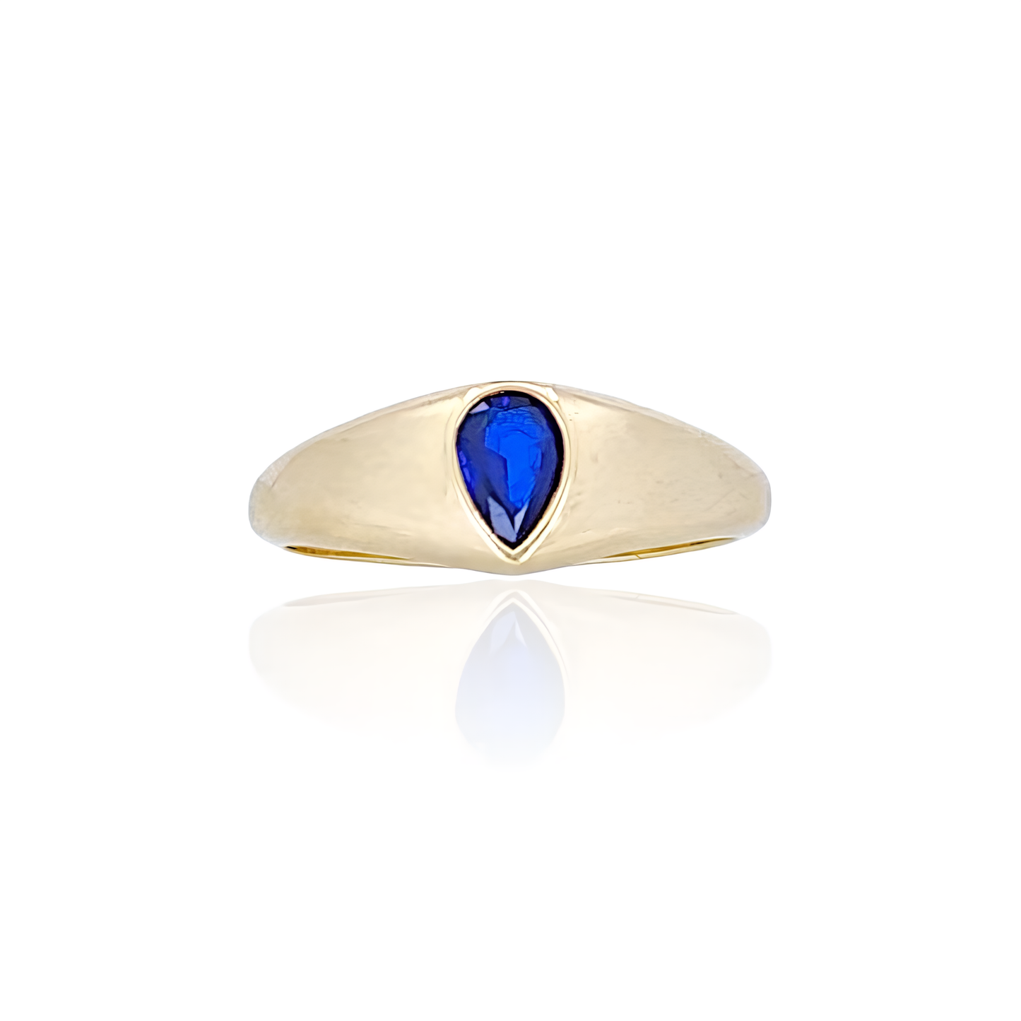 14K Gold Almond shape Stones Ring