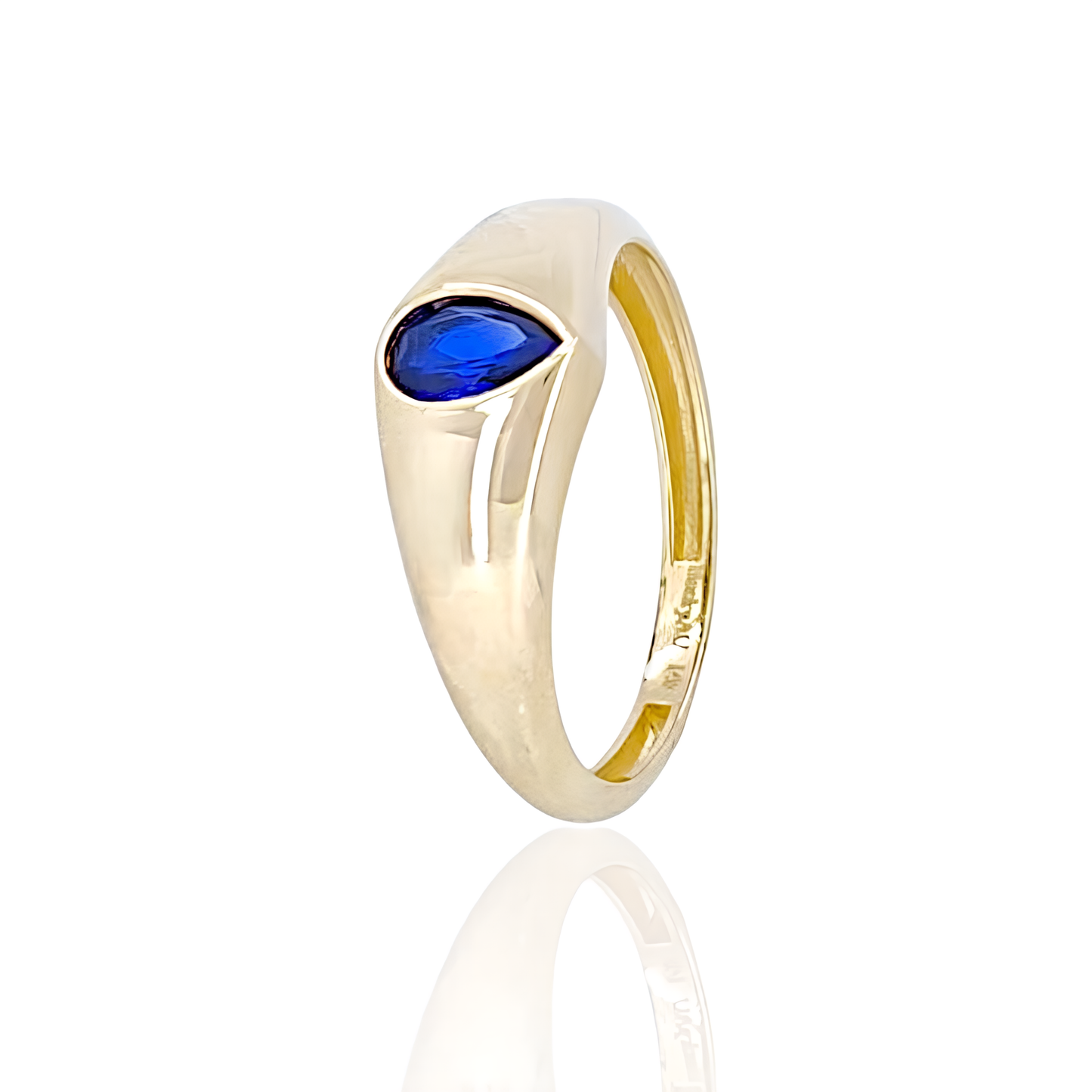 14K Gold Almond shape Stones Ring