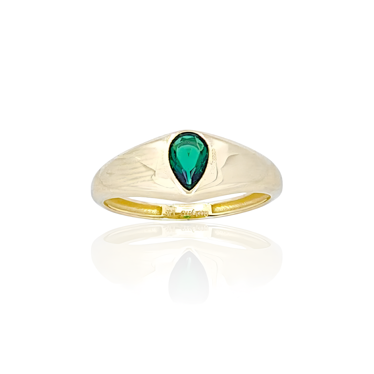 14K Gold Almond shape Stones Ring