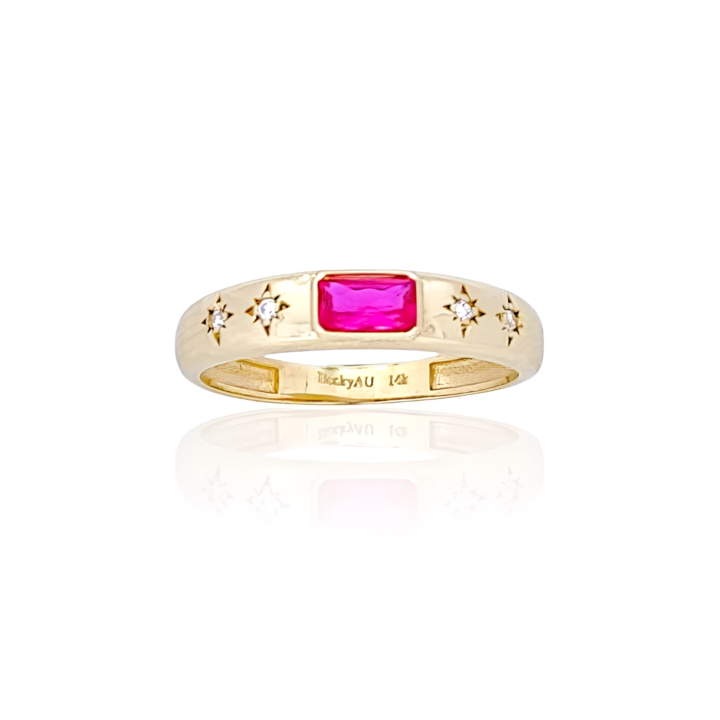 14K Gold Ring with Square shape Stones