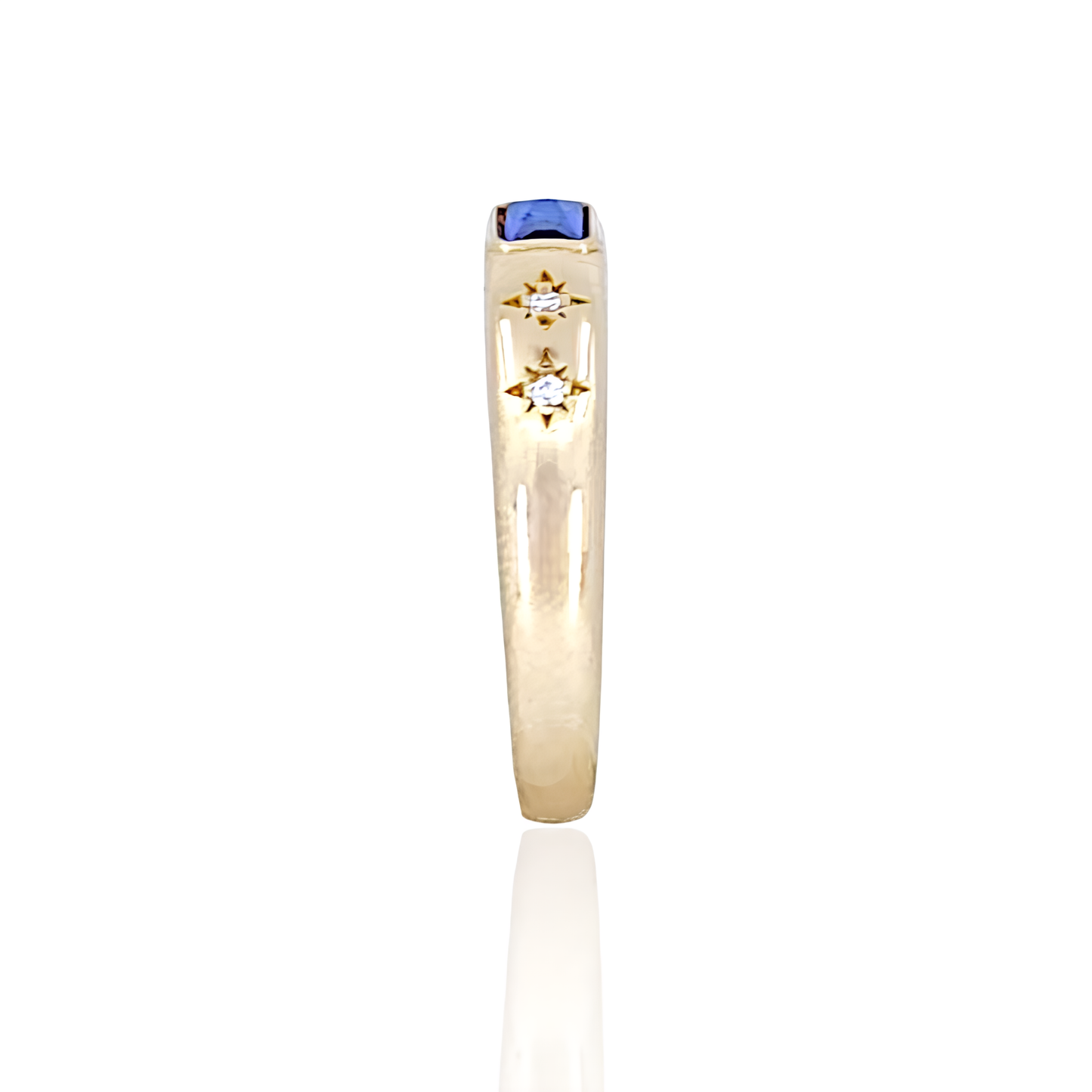 14K Gold Ring with Square shape Stones