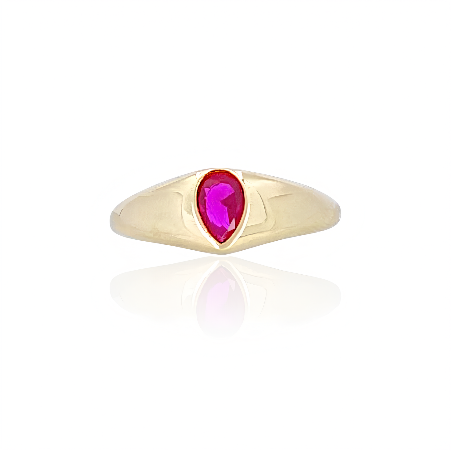 14K Gold Almond shape Stones Ring