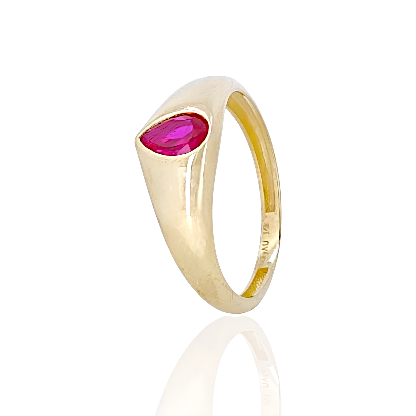 14K Gold Almond shape Stones Ring