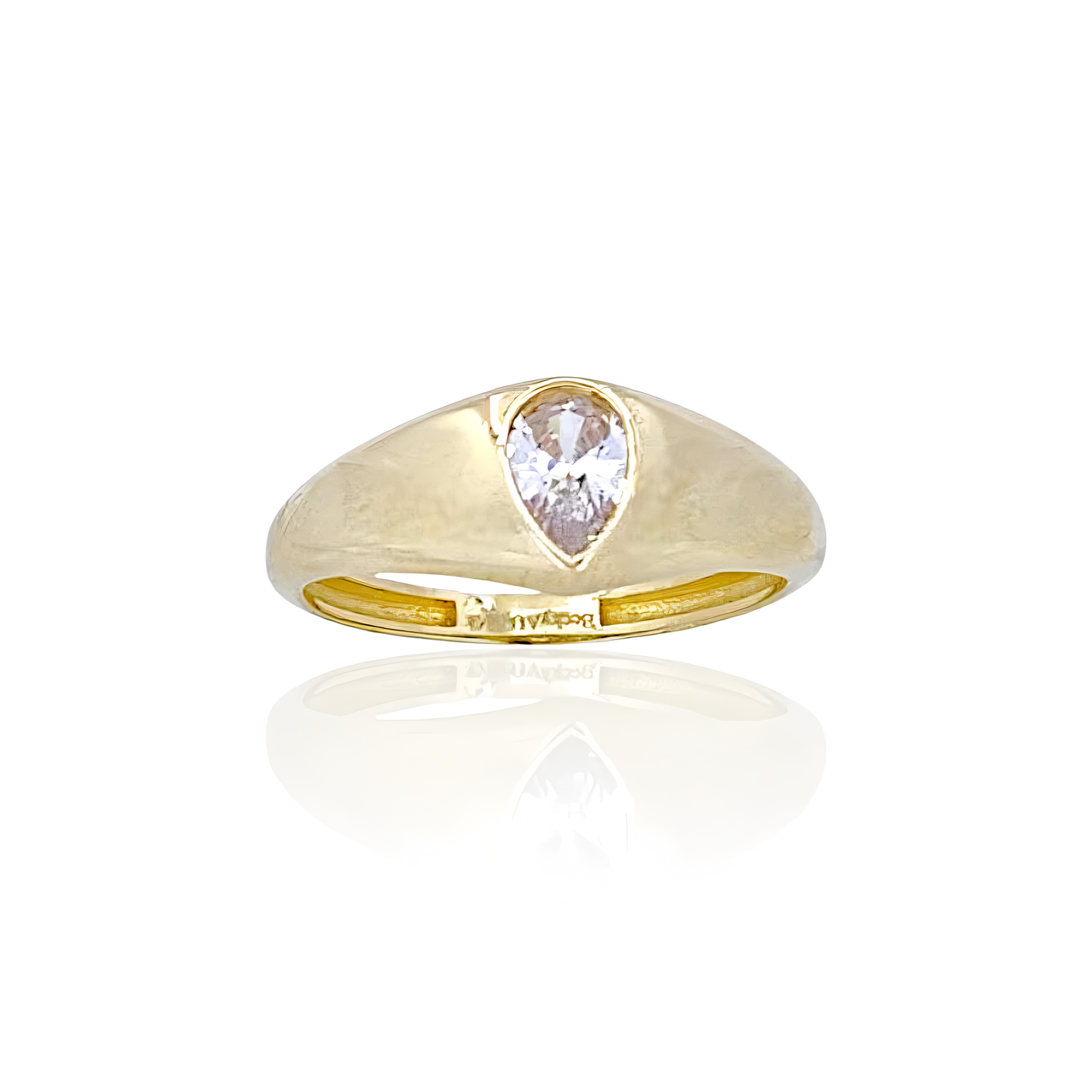 14K Gold Almond shape Stones Ring