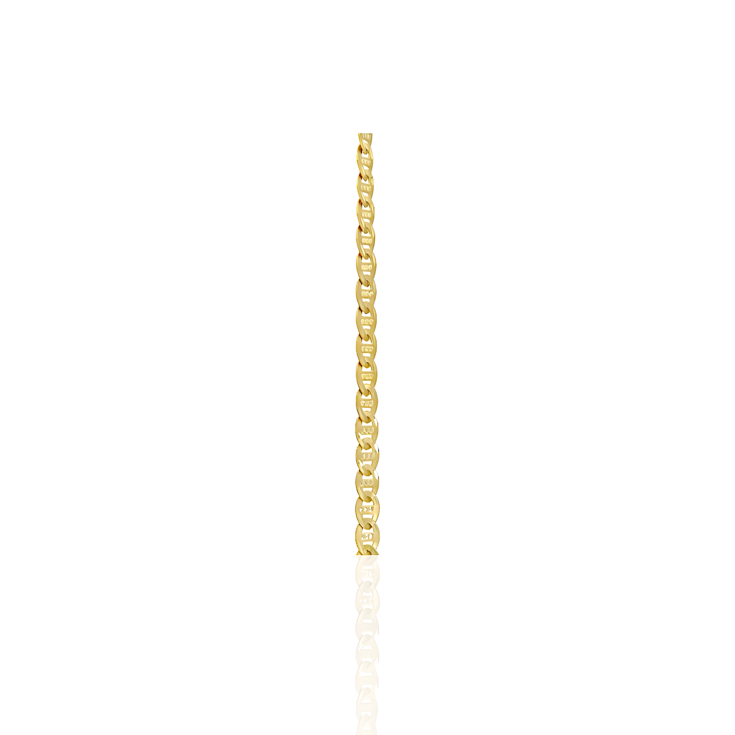 14K Gold Satin Finished Pave Mariner Chain