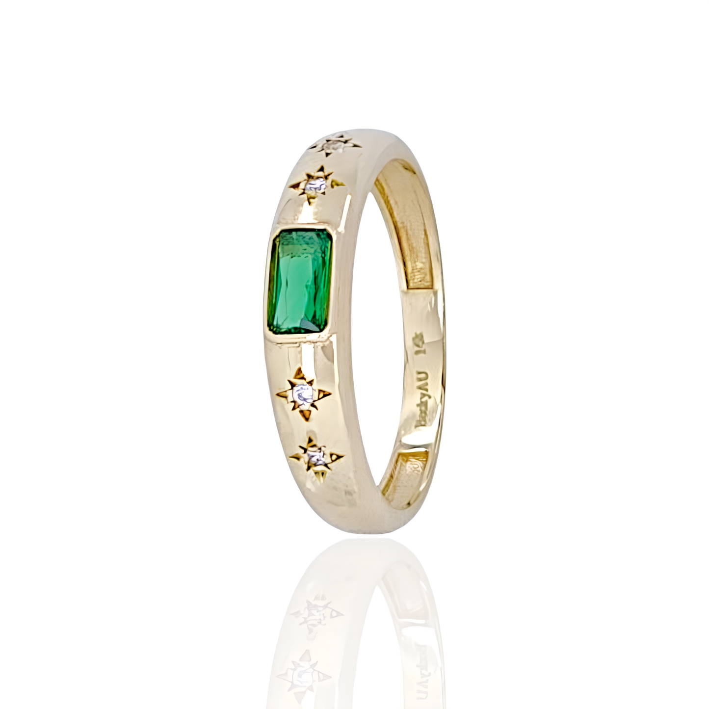 14K Gold Ring with Square shape Stones