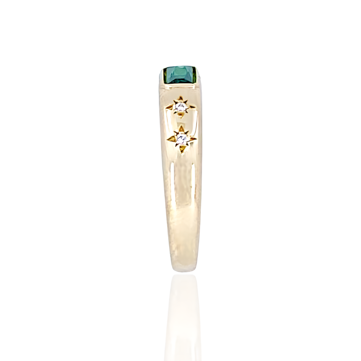 14K Gold Ring with Square shape Stones