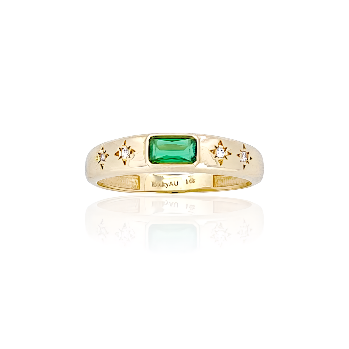 14K Gold Ring with Square shape Stones