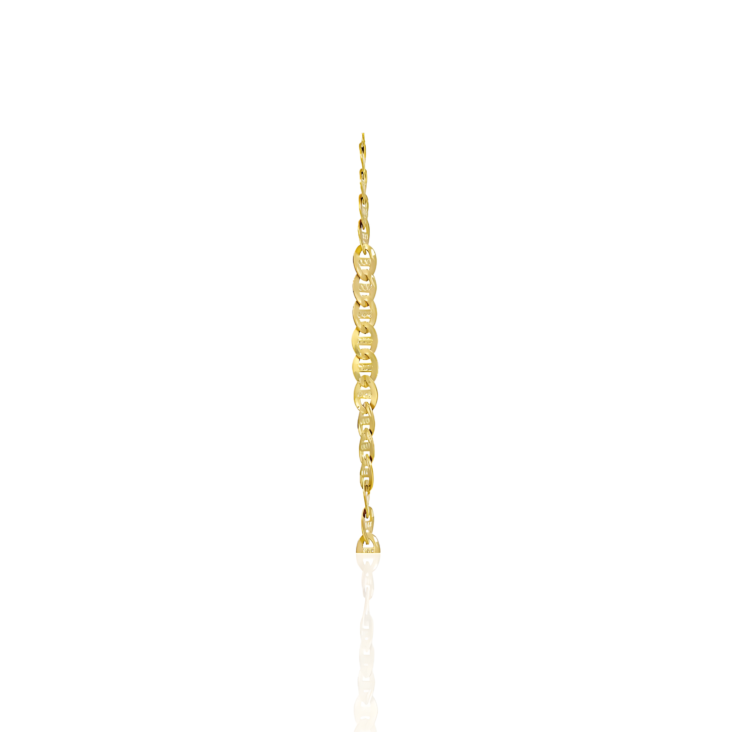 14K Gold Satin Finished Pave Mariner Chain