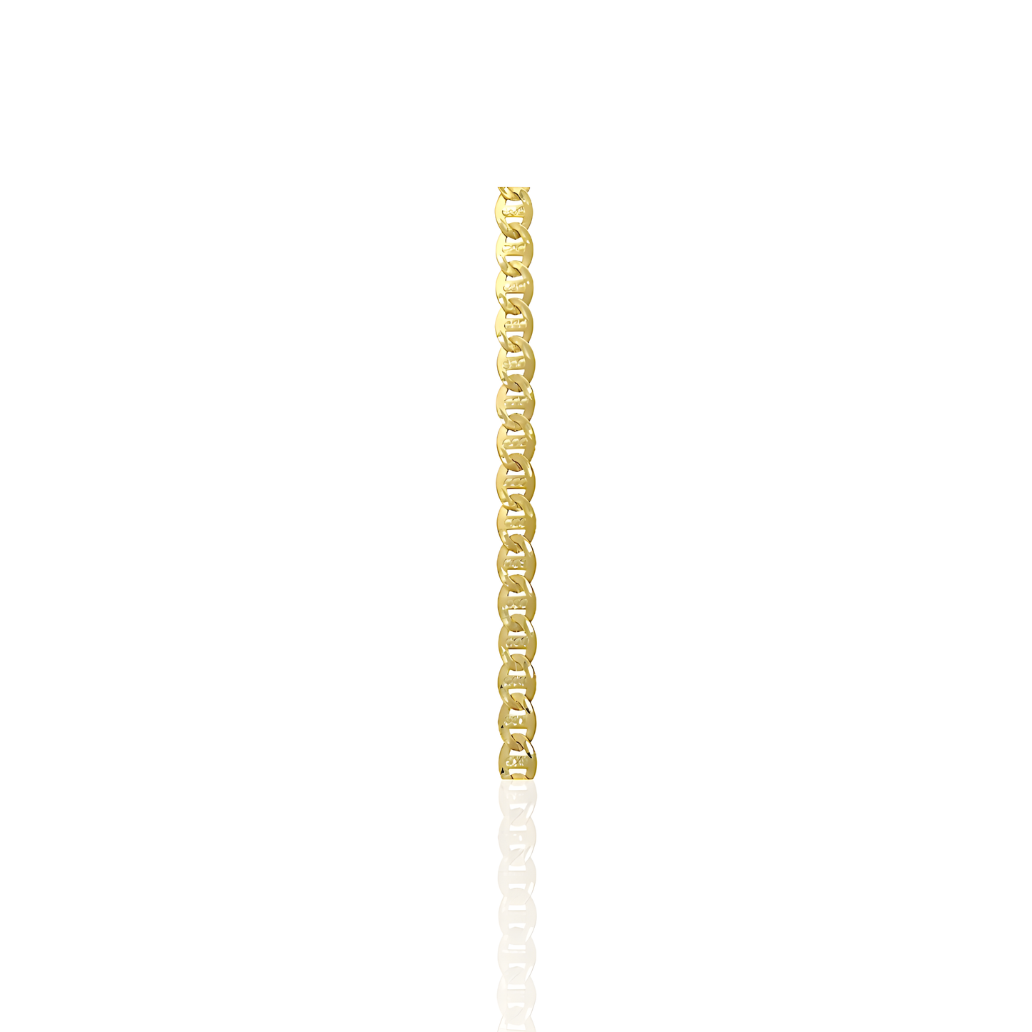 14K Gold Satin Finished Pave Mariner Chain