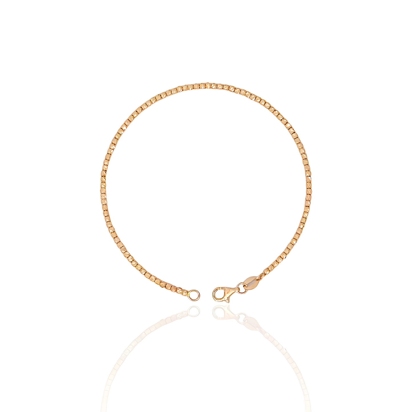14K Gold Diamond Cut Bead Bracelet